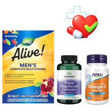 Набір 22. Формула Здоров’я (Triple Magnesium complex - 100caps+ Omega-3 1000mg - 30 sgels+ Men's Complete Multivitamin - 50 tabs).
