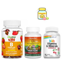 Набір 25. Дитячий комплекс. B Complex Vitamin C Kids - 60 gummies + Kids Vit D3 Chewable 500 IU - 90 tabs + Kids Vitamins & Minerals - 60 chewables Black Cherry
