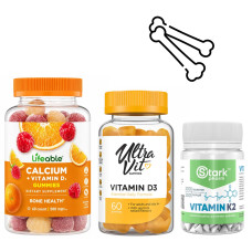 Набір 27. Міцність кісток. Calcium  Vitamin D Adult - 60 gummies + Vitamin D3 - 60 gummies + Vitamin K-2 - 200 tabs 