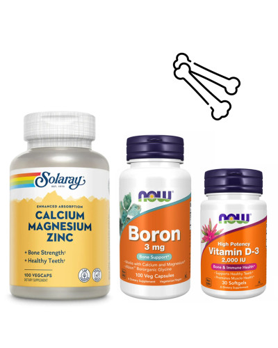 Набір 30. Кістки та м'язовий баланс. Calcium Magnesium Zinc - 100 vcaps + Boron 3mg - 100 vcaps + VIT D-3 2000 IU - 30 sgels