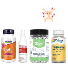 Набір 36. Баланс краси і здорове волосся. BIOTIN 5000mcg - 60 vcaps + Hair Follicle Stimulator - 59 ml + Magnesium B6 - 120caps + Chromium Picolinate 200mcg - 50 tabs