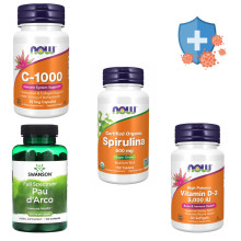 Набір 40. ТОП набір для імунітету. Vitamin C-1000 - 30 vcaps + VIT D-3 5000 IU - 30 sgels + Pau d'Arco 500 mg - 100caps + Spirulina 500 mg - 100 tabs