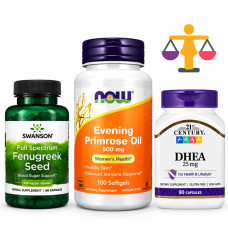 Набір 41. Жіноча формула. Evening Primrose 500mg - 100 sgels + DHEA 25 mg - 90 caps + Fenugreek Seed 610mg - 90 cap