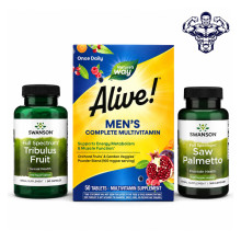 Набір 42. Чоловіча енергія. Men's Complete Multivitamin - 50 tabs + Tribulus Fruit 500mg - 90 cap + Saw Palmetto 540 mg - 100 caps