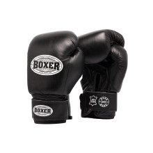 Рукавички боксерські BOXER 8 oz шкіра 0,8-1 мм чорні