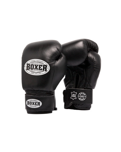 Рукавички боксерські BOXER 8 oz шкіра 0,8-1 мм чорні