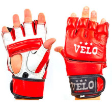Рукавички для змішаних єдиноборств MMA шкіряні VELO червоні 4026ULIZ-LR
