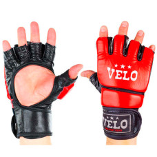 Рукавички для змішаних єдиноборств MMA шкіряні VELO червоні 4033ULIZ-LR