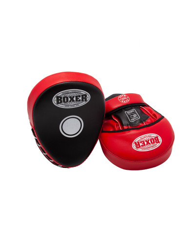 Лапи боксеркі гнуті BOXER шкірвініл 0,8 мм чорно-червоні