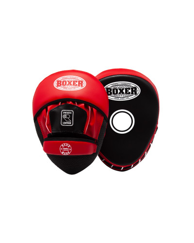 Лапи боксеркі гнуті BOXER шкірвініл 0,8 мм чорно-червоні