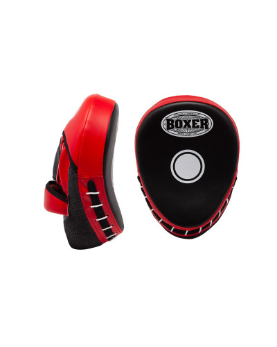 Лапи боксеркі гнуті BOXER шкірвініл 0,8 мм чорно-червоні