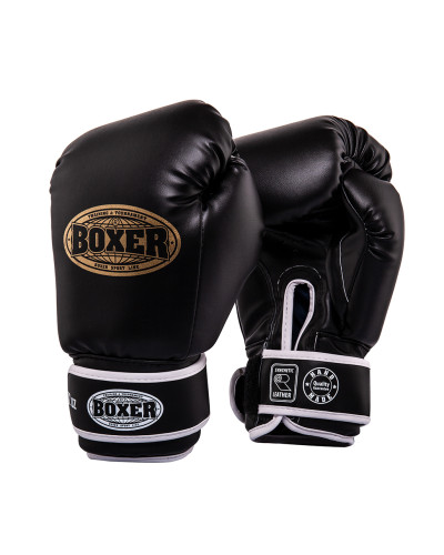 Рукавички боксерські BOXER 6 oz кожвініл 0,6 мм чорні