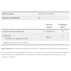 Arginine/Ornithine - 250 vcaps