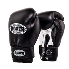 Рукавички боксерські BOXER 10 oz шкіра 0,8-1 мм чорні