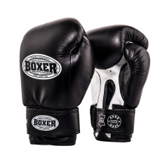 Рукавички боксерські BOXER 10 oz шкіра 0,8-1 мм чорні