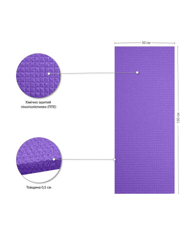 Килимок IVN для фітнесу Фіолетовий 150x50x0.5