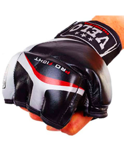 Рукавички для змішаних єдиноборств MMA шкіряні VELO чорні 4036ULIZ-M-BL