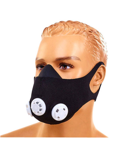 Маска тренувальна Training Mask (3 клапани, неопрен, універсальний розмір, чорний)