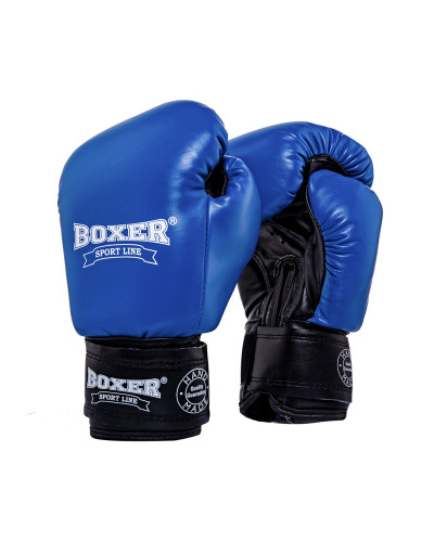 Рукавички боксерські BOXER 12 oz шкіра 0,8-1 мм сині