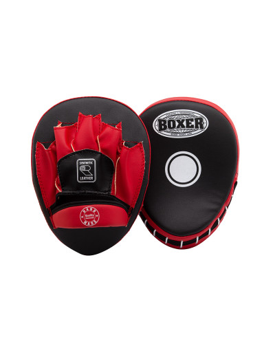 Лапи боксерські гнуті Boxer (кожвініл 1мм, нап. – пенопоролон) чорно-червоні