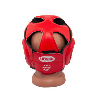 Шолом тренувальний карате BOXER Еліт L шкіра 1,0-1,2 мм червоний