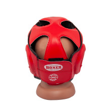 Шолом тренувальний карате BOXER Еліт L шкіра 1,0-1,2 мм червоний