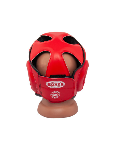 Шолом тренувальний карате BOXER Еліт L шкіра 1,0-1,2 мм червоний