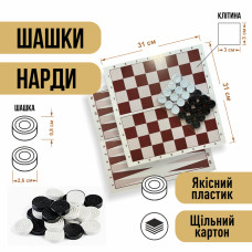 Набір шашки-нарди картонна дошка пластикові фішки IVN