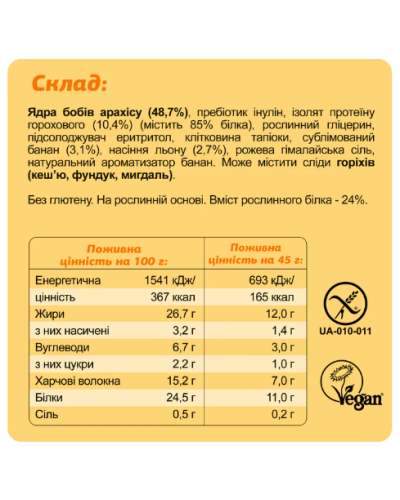 KETO Protein Bar - 10x45g Banana + Peanut (Пошкоджена упаковка)