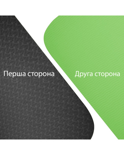 Килимок для фітнесу та йоги TPE 183 х 61 х 0.6 см складаний зелено-чорний