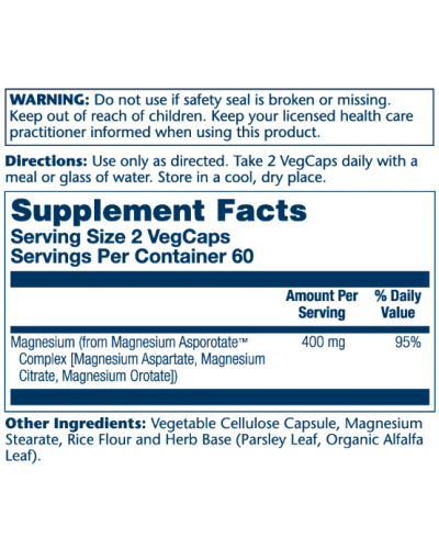 Magnesium Asporotate 400mg - 120 vcaps