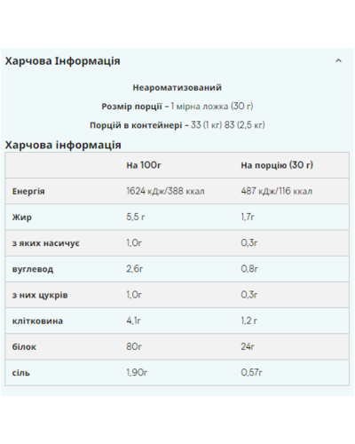 Ізолят горохового протеїну, Pea Protein Isolate - 1000g Natural