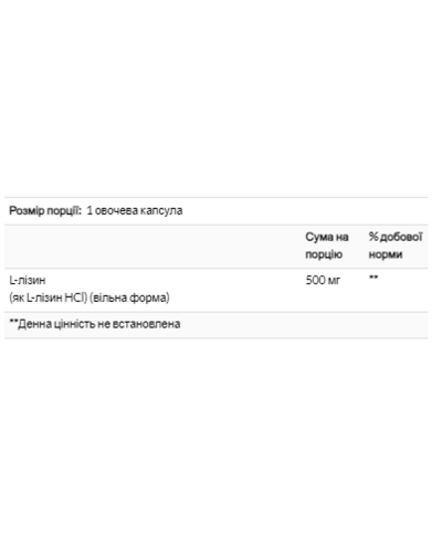 L-Lysine 500 mg - 100 vcaps