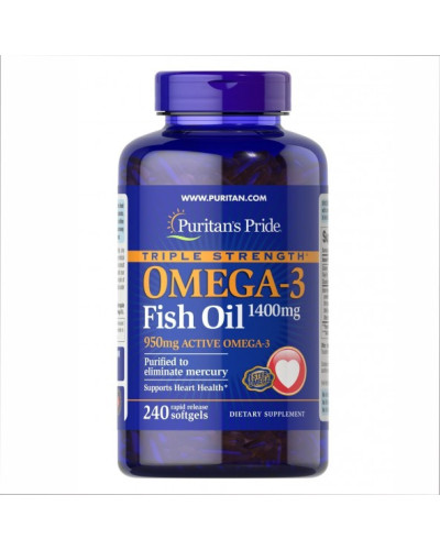 Омега-3, Omega-3 Triple Strength1360 mg (950 mg Active Omega-3) - 240 softgels