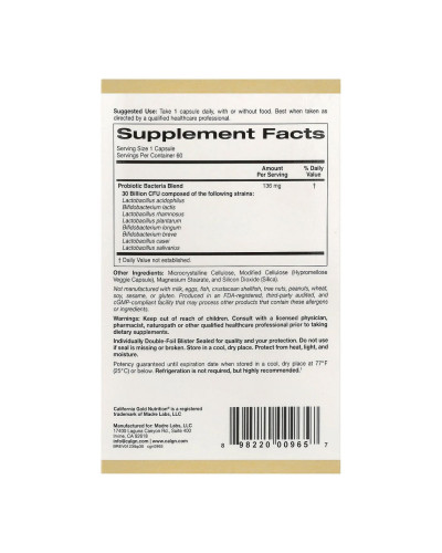 Пробіотики, LactoBif 30 Probiotics - 60 veg caps