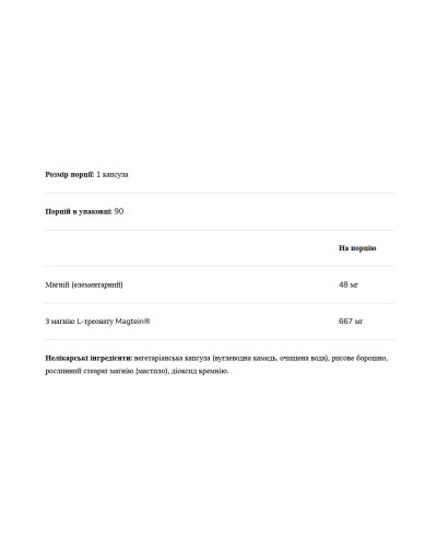 Magnesium L-Threonate 667mg - 90 vcaps