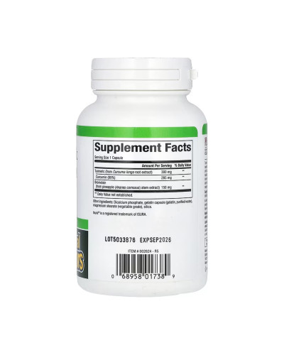 Комплекс із куркумою та бромелаїном, Turmeric & Bromelain 450mg - 90 caps