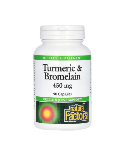 Комплекс із куркумою та бромелаїном, Turmeric & Bromelain 450mg - 90 caps