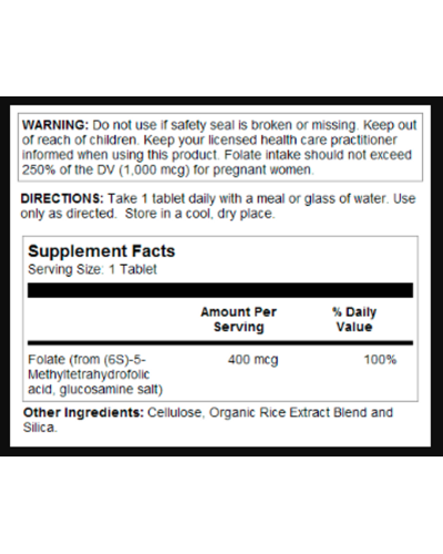 Метил фолат, Methyl Folate 400mcg - 90 tabs