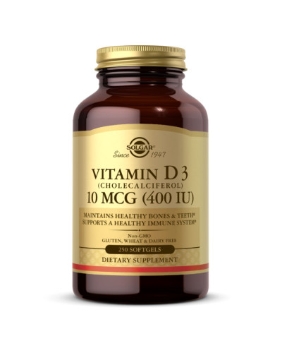 Вітамін Д3, Vitamin D3 (Cholecalciferol) 10mcg (400 IU) - 250 Softgels