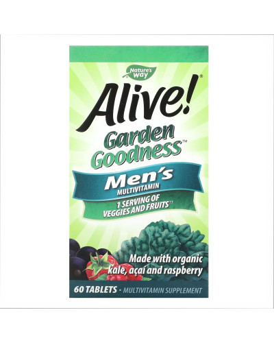 Мультивітаміни для чоловіків, Alive Organic Garden Goodness Men - 60 tabs