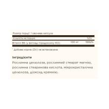 Вітамін Б6, Vitamin B6 100mg - 100 vcaps