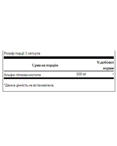 Альфа-ліпоєва кислота, Alpha Lipoic Acid 100 mg - 120caps