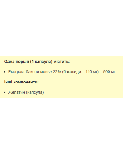 Екстракт бакопи, Bacopa Monnieri 500mg - 60caps