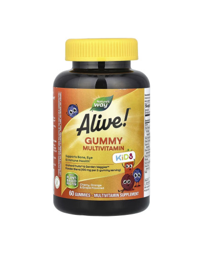 Мультивітаміни для дітей, Alive! Children's Gummy Multivitamin, Gluten Free, Made with Pectin - 60 Gummies