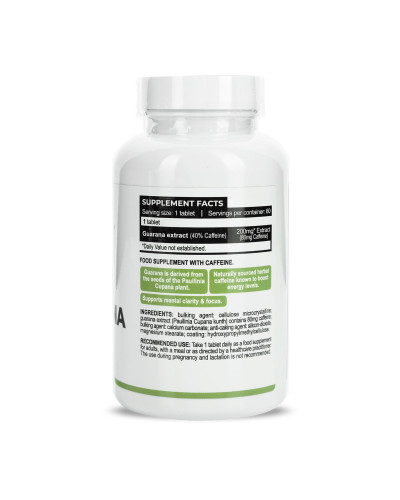 Guarana Extract 200mg with Caffeine 80mg - 60 tabs
