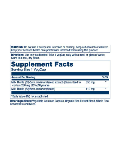 Екстракт Розторопші, Milk Thistle Seed Extract One 350mg - 30 vcaps