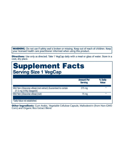 Екстракт кореня Дикого Ямсу, Wild Yam Root Extract 275mg - 60 vcaps
