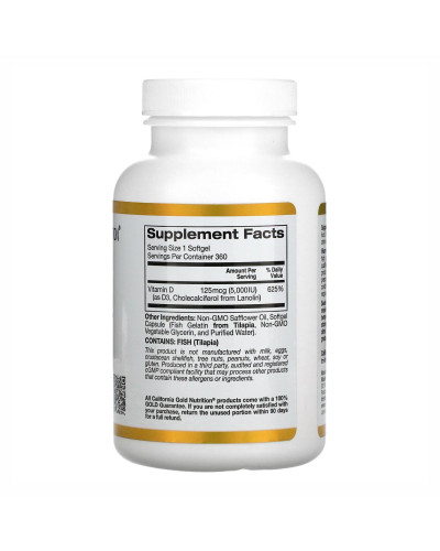 Vitamin D3 125mcg (5000IU) - 360 fish softgels