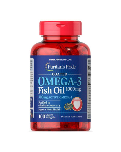 Омега-3, Omega-3 Fish Oil 1000 mg (300 mg Active Omega-3) - 100 Softgels